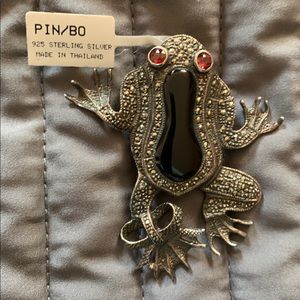 Sterling Silver Marcasite Frog Pin/Pendant